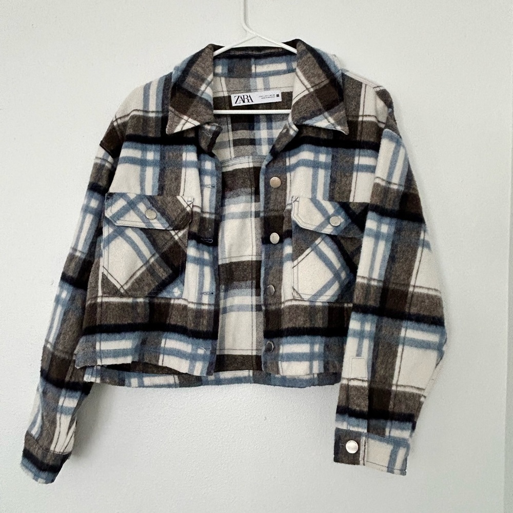Zara flannel cropped shacket size S